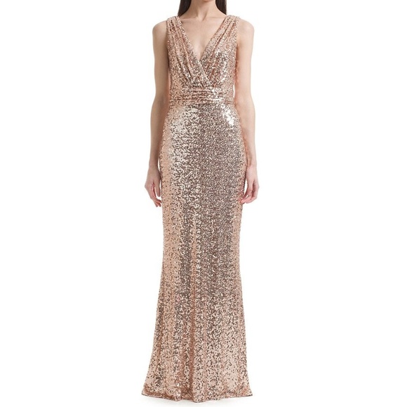 badgley mischka rose gold dress